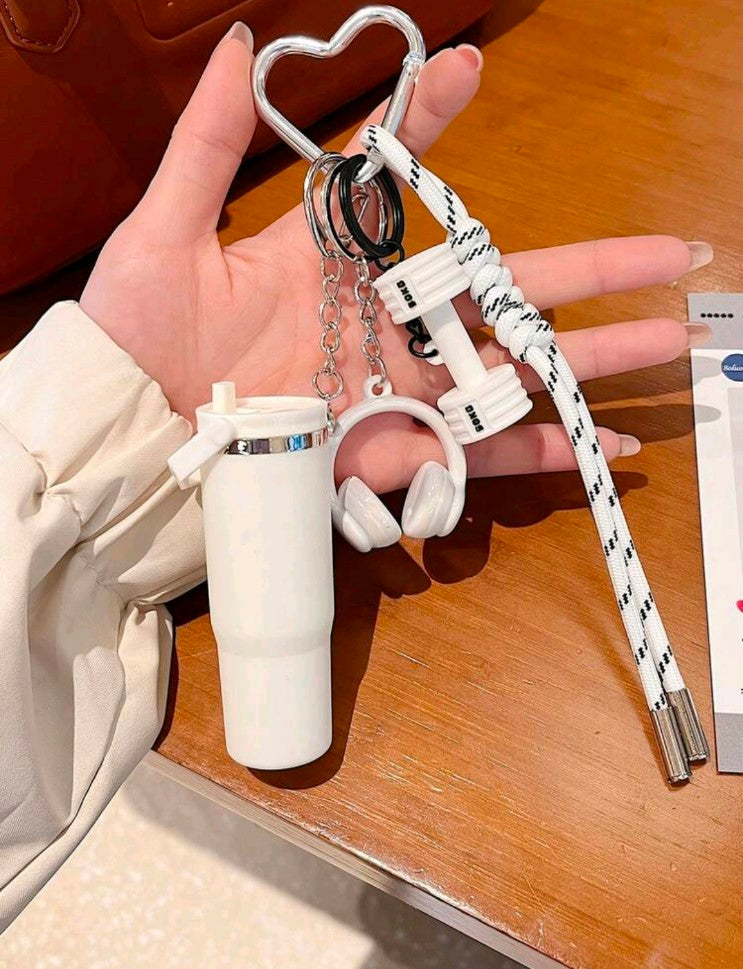 Mini Water Bottle Keychain, Woven Rope Keychain/Wrist Accessory, 3D Earphone Accessory