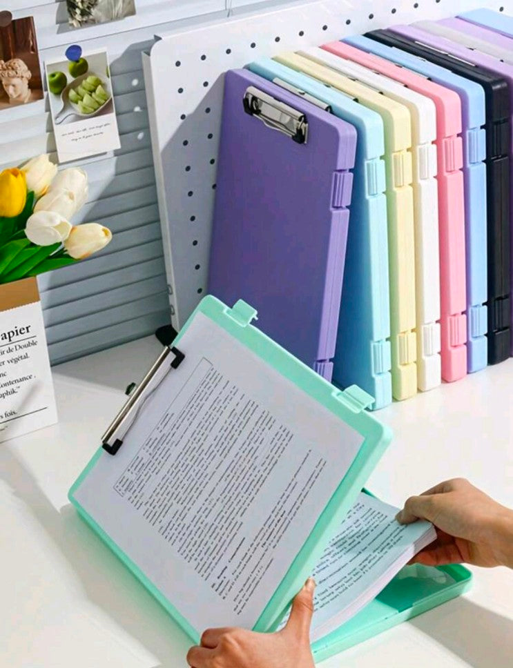 1pc Large Capacity File Storage Box - Personalized A4 Size, With Clips, 2-In-1 Learning Material Storage Box