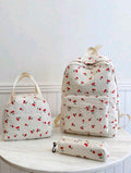 1 Set Fashion Ditsy Floral Backpack, Waterproof Bookbag With Pencil Case, Stylish Student Backpack With Pencil Box