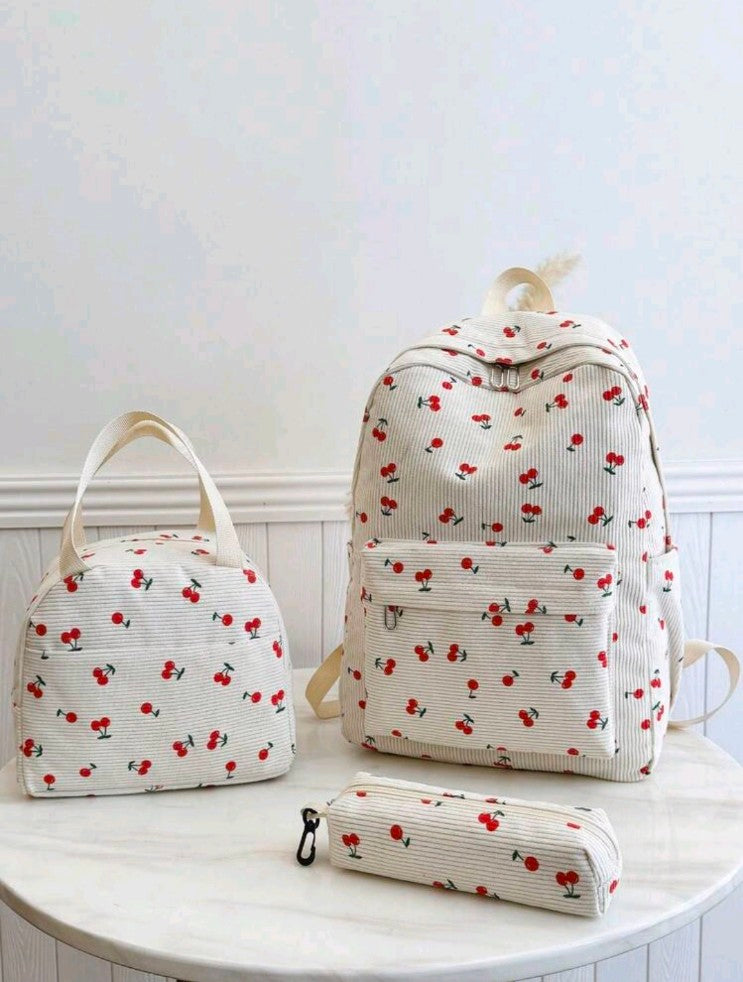 1 Set Fashion Ditsy Floral Backpack, Waterproof Bookbag With Pencil Case, Stylish Student Backpack With Pencil Box