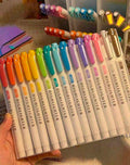 15 Color Fluorescent Pen Set Soft Water Double Headed Mark Pen Marking Note Number Pen Drawing Notebook
