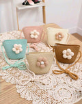 1pc Minimalist Floral Pattern Straw Crossbody Bag, Suitable For girls kids