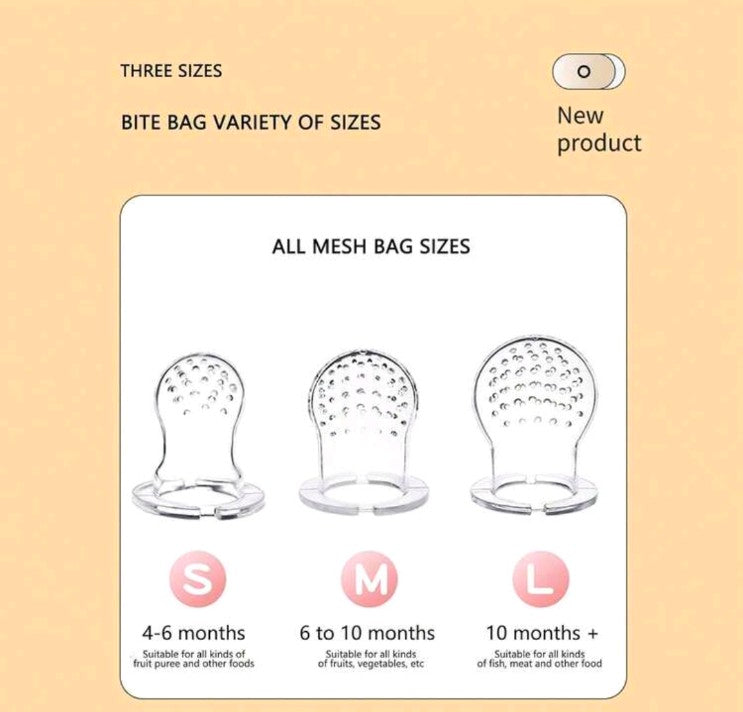 Rabbit Nibble Fruit & Vegetable Teethers Feeding Pacifier, Includes 3 Extra Replacement Bags In S, M, L Sizes, For Baby