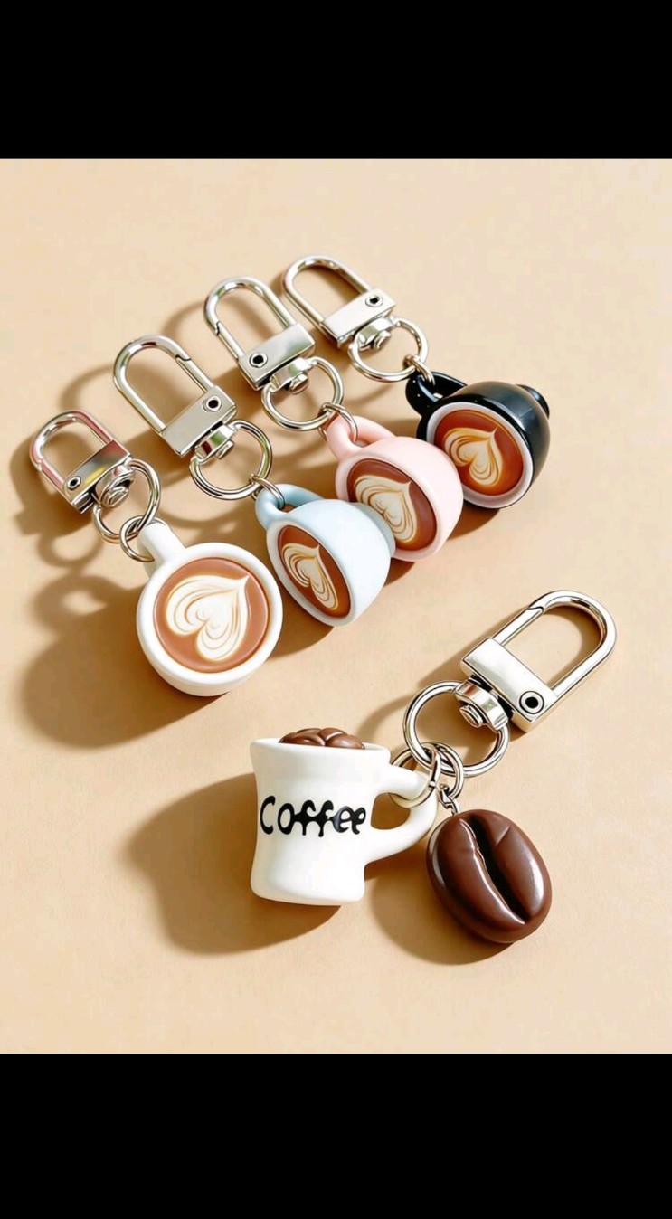 Realistic Coffee Bean Cup Keychain