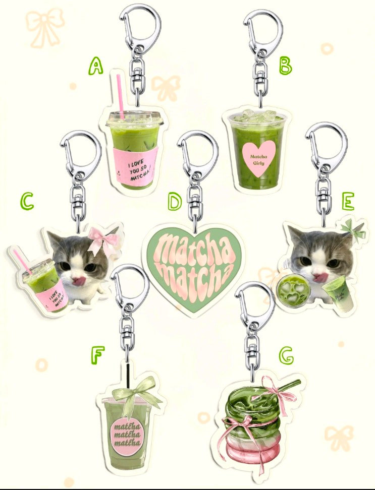 1pc Cute Matcha Bow Drink Keychain/Coffee Bow Drink/Adorable Hamster Holding Coffee Keychain