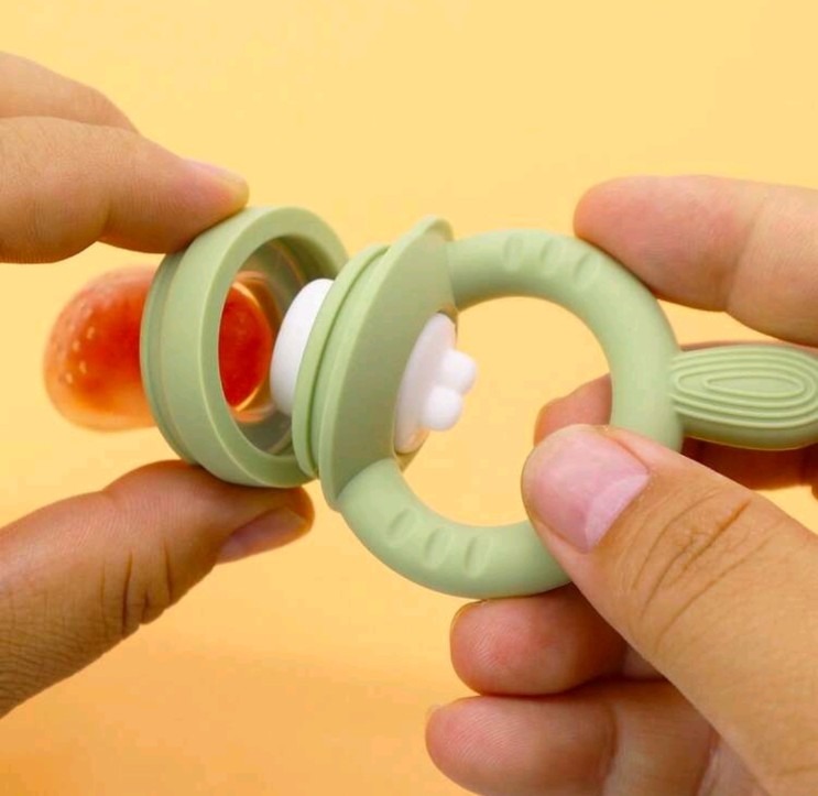 Rabbit Nibble Fruit & Vegetable Teethers Feeding Pacifier, Includes 3 Extra Replacement Bags In S, M, L Sizes, For Baby