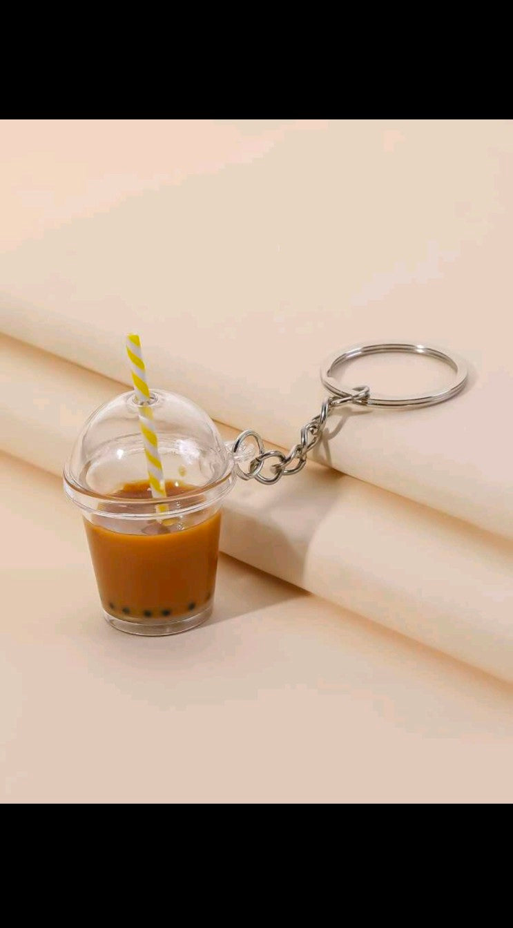 New Hot-Selling Pearl Milk Tea Coffee Cup Keychain 1pc, Frappuccino Milk Tea Cup Car Key Backpack Bag Decoration Pendant, Creative Holiday Gift, Event Giveaway