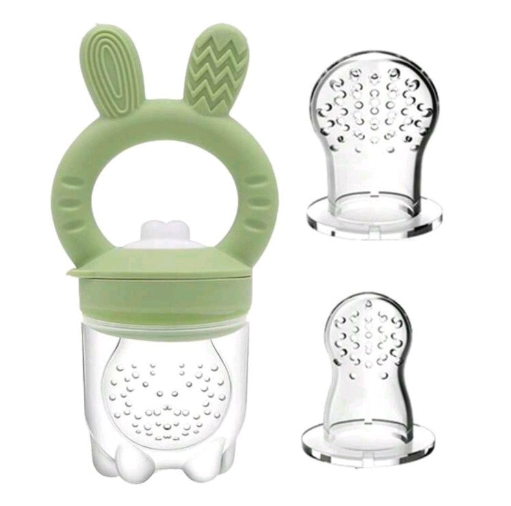 Rabbit Nibble Fruit & Vegetable Teethers Feeding Pacifier, Includes 3 Extra Replacement Bags In S, M, L Sizes, For Baby
