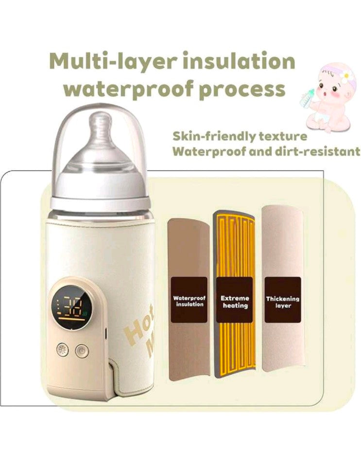 Portable Bottle Warmer For Travel, 6 Temperature Settings With Smart Control & Night Light, Fast Heating, 5-8H Warmth For Baby Feeding
