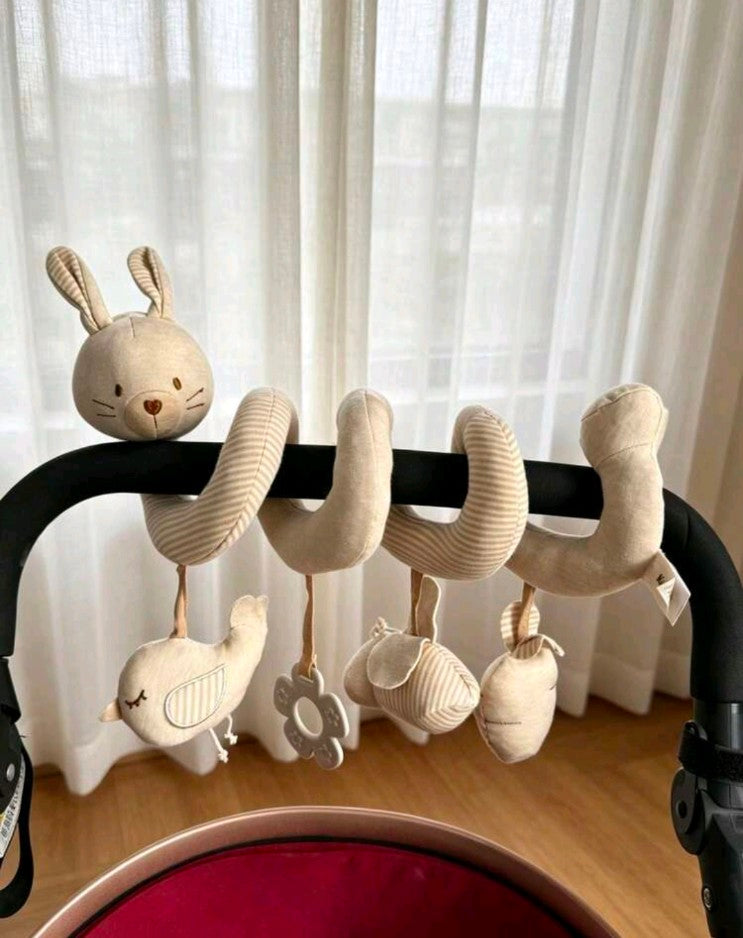 1pc Baby Stroller Spiral Hanging Plush Doll, Infant Comforter Rattle Teether Stroller Accessory With Rattle And BB Sound