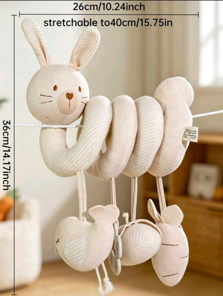 1pc Baby Stroller Spiral Hanging Plush Doll, Infant Comforter Rattle Teether Stroller Accessory With Rattle And BB Sound