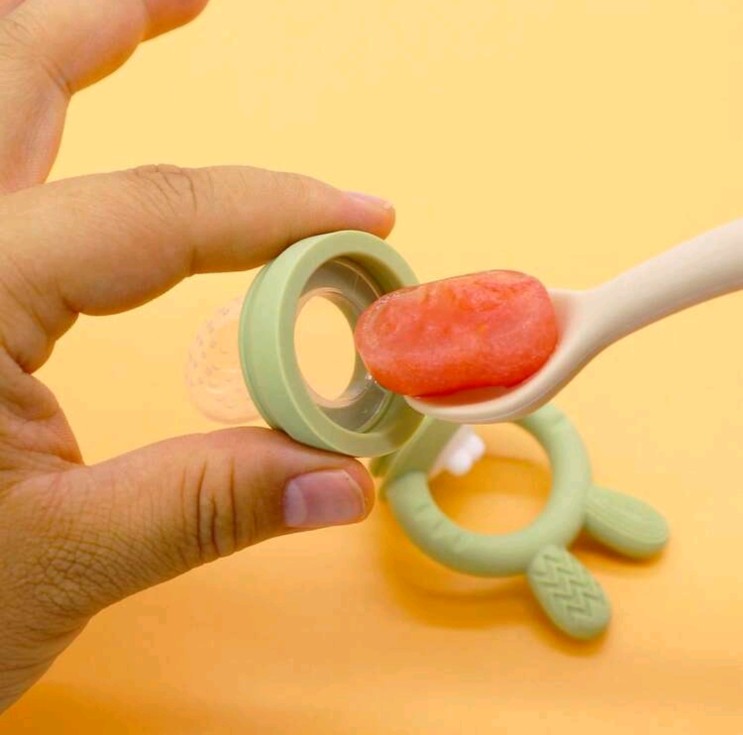Rabbit Nibble Fruit & Vegetable Teethers Feeding Pacifier, Includes 3 Extra Replacement Bags In S, M, L Sizes, For Baby