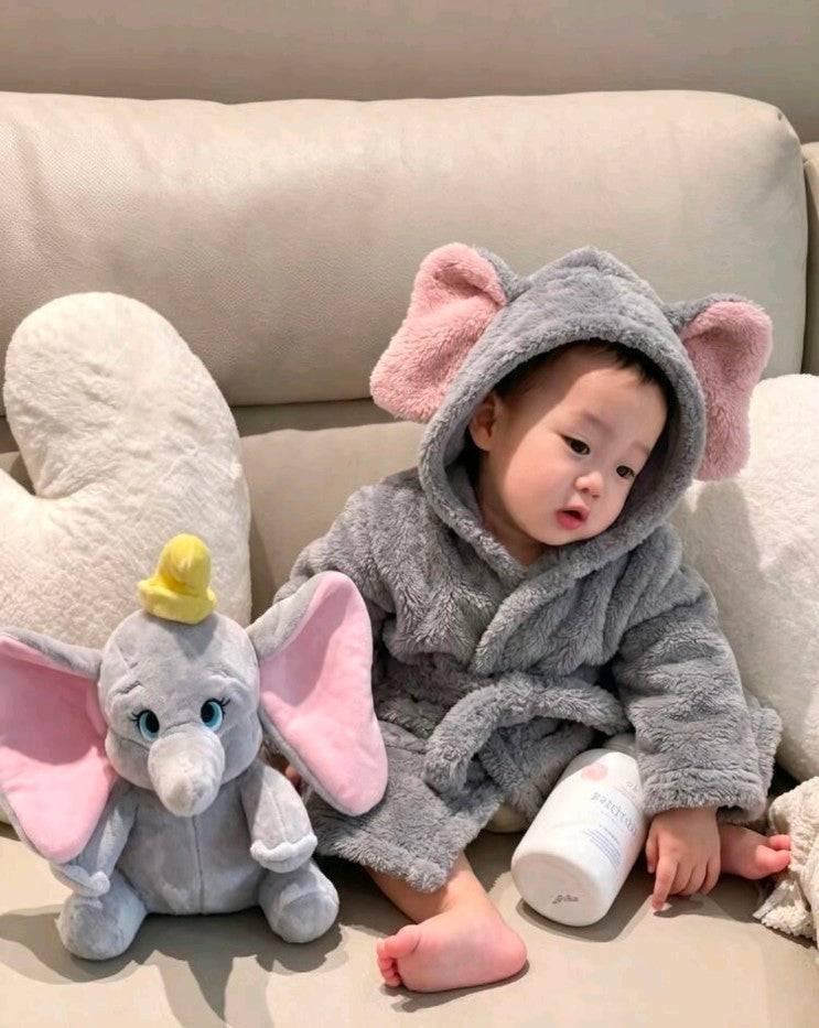 Baby Boy Newborn Autumn/Winter Plush Thickened Fleece Big Ear Design Loungewear